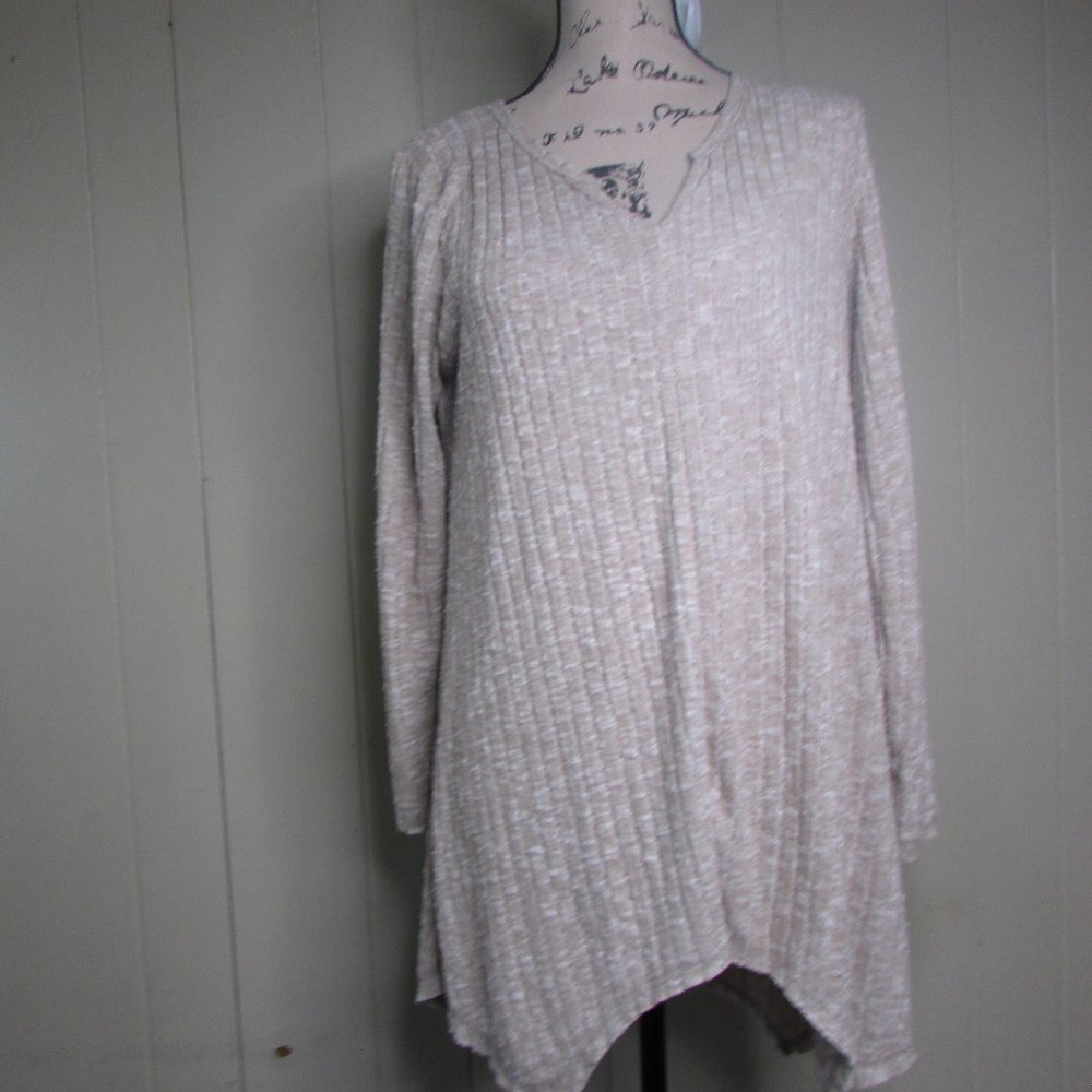 French Laundry Pullover Sweater Top M Ribbed Tan